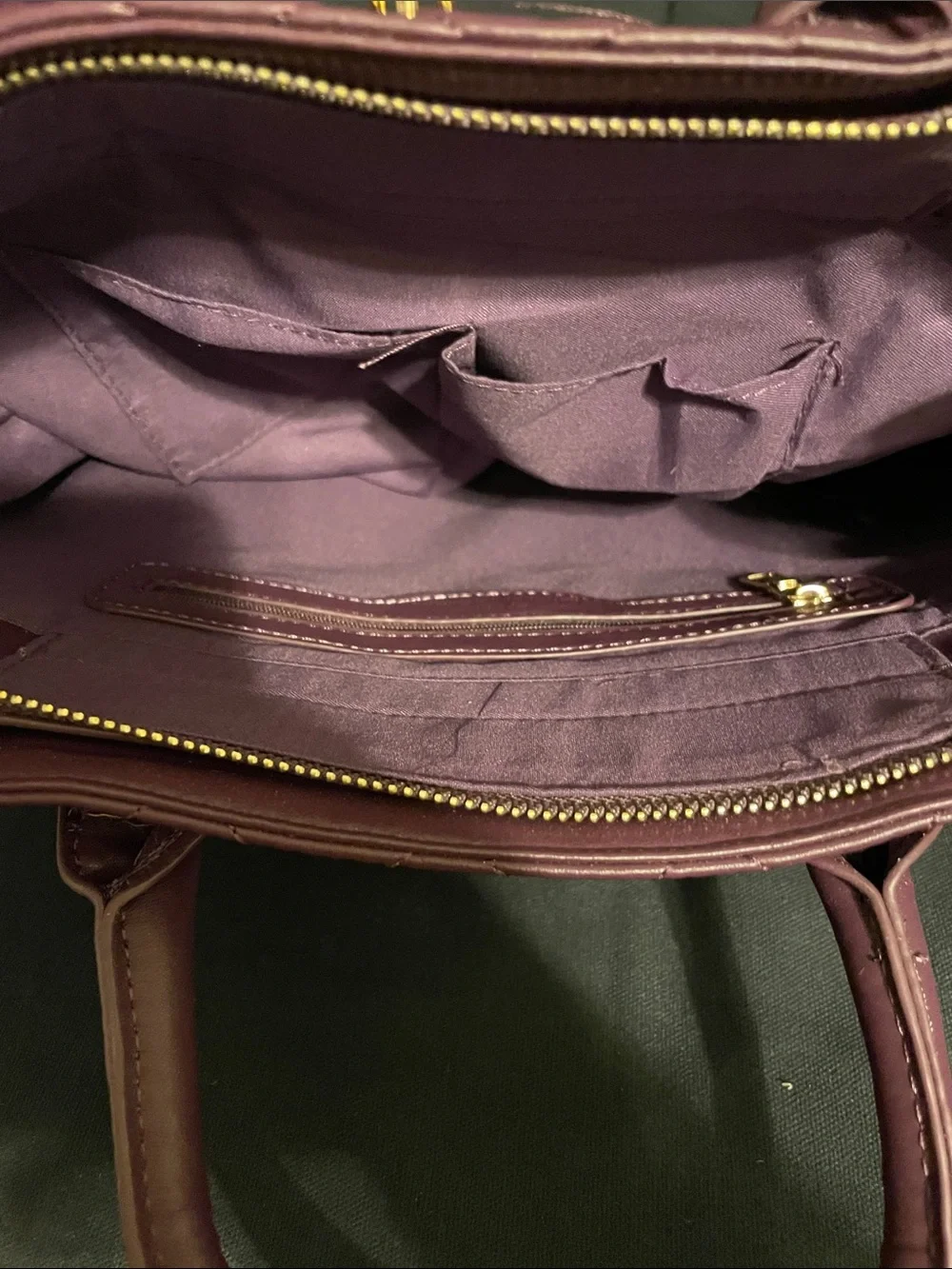 New Badgley Mischka Quilted Mauve-Plum Top-Handle Satchel